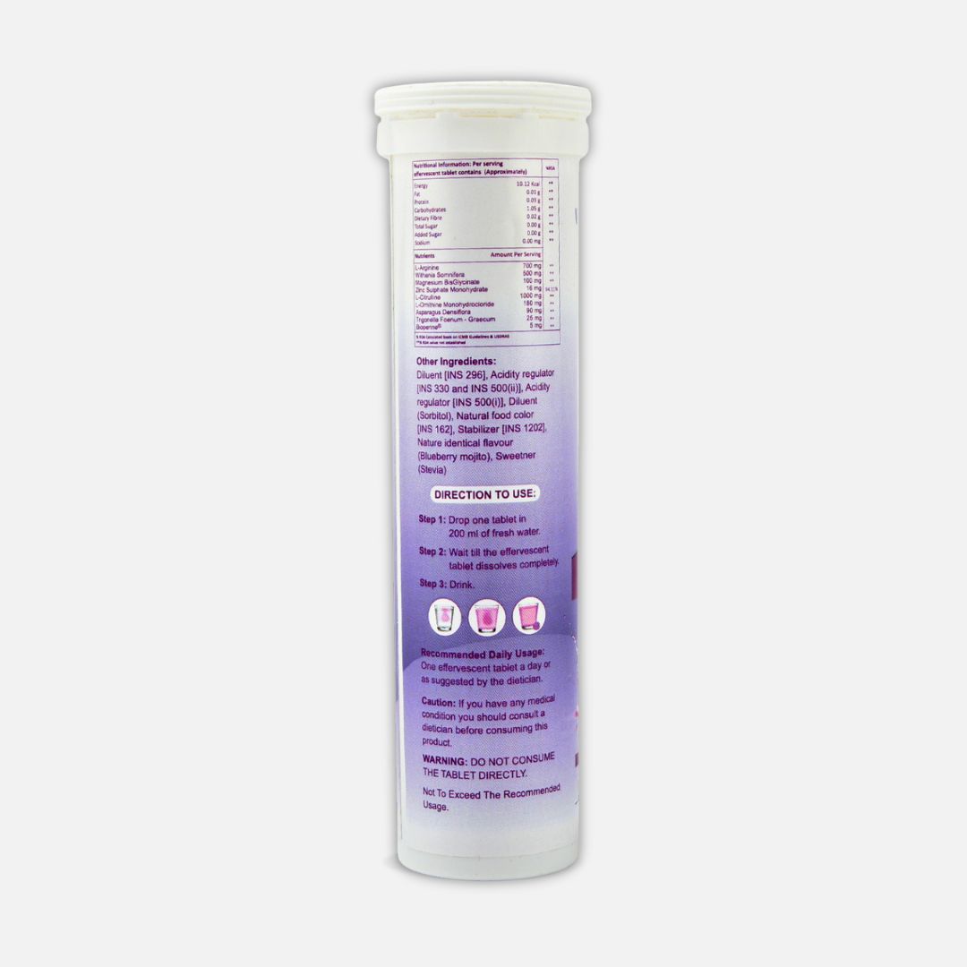 UPHORN Zero Sugar 20 Effervescent Tablets With L Arginine L citrulline Blueberry Mojito Flavour