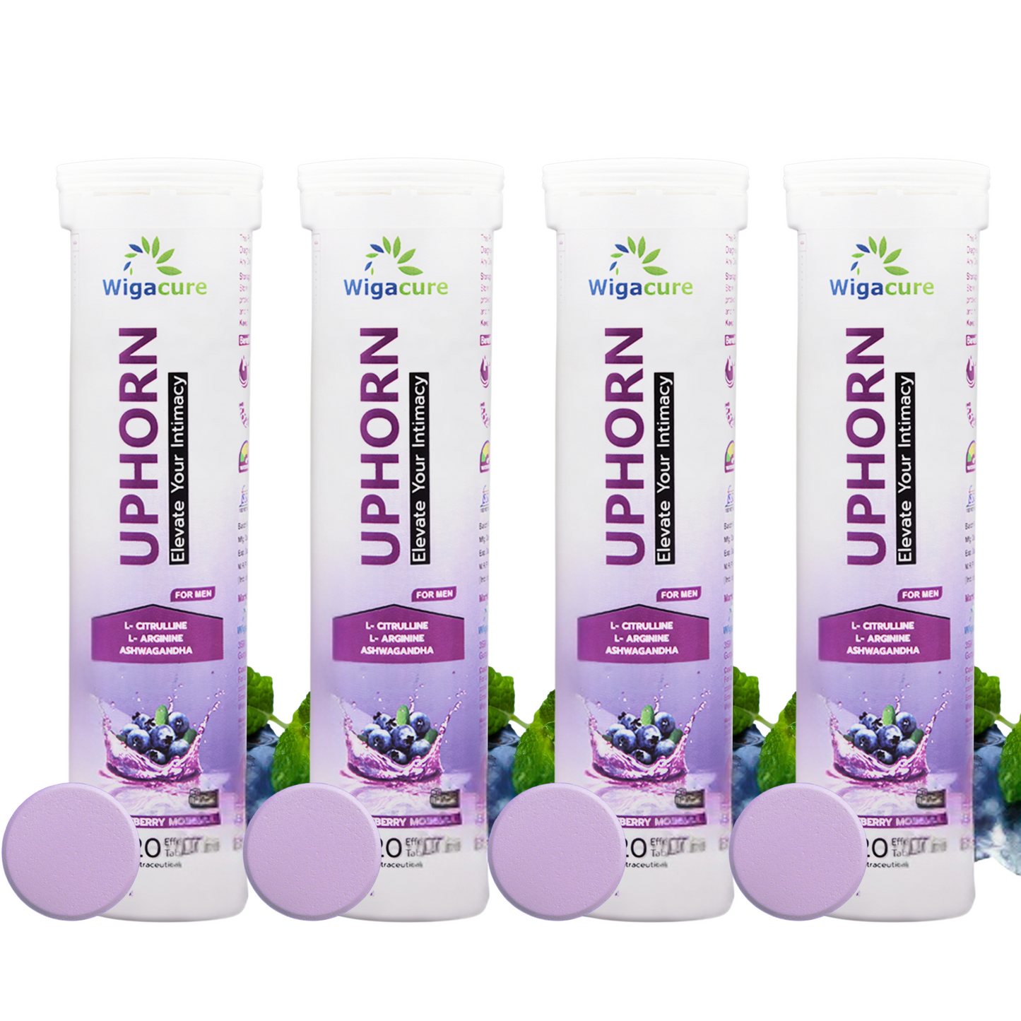UPHORN Zero Sugar 20 Effervescent Tablets With L Arginine L citrulline Blueberry Mojito Flavour
