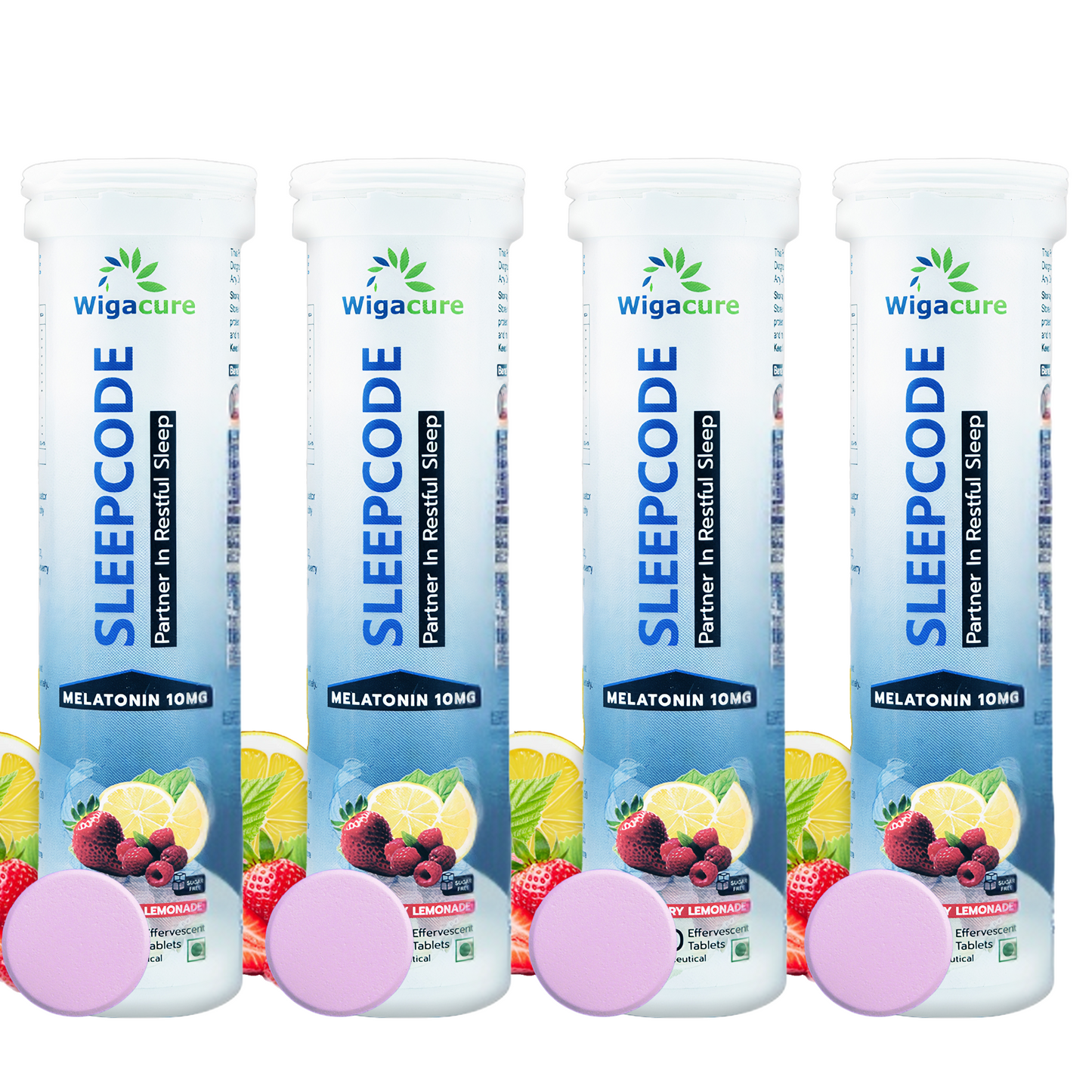 Sleepcode Zero Sugar 20 Effervescent Tablets With Melatonin Tager extract Vitamin B6 Strawberry Lemonade Flavour