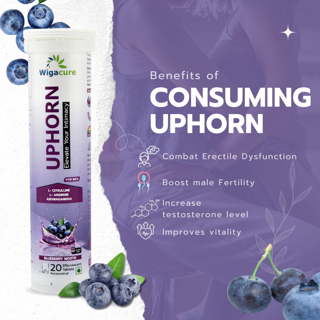 UPHORN Zero Sugar 20 Effervescent Tablets With L Arginine, Ashwagandha L, citrulline, Blueberry Mojito Flavour